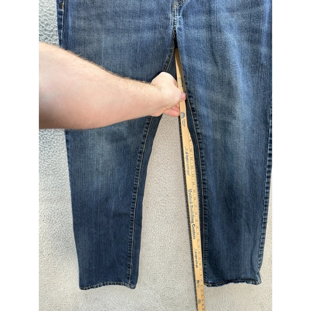 American Eagle Jeans Mens 32x34 Blue Original Straight Distressed Denim Preppy *